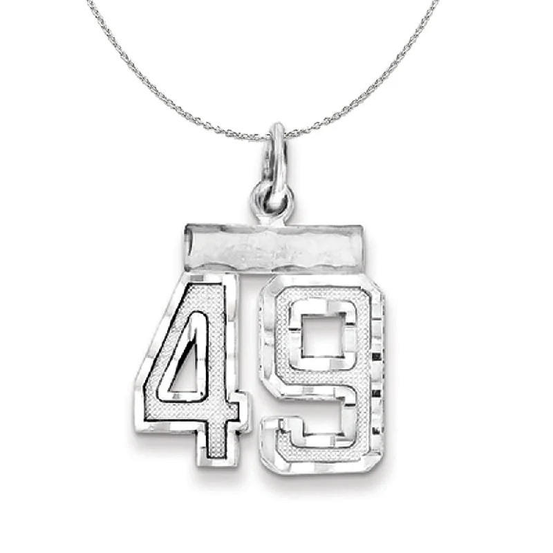 Sterling Silver, Varsity Collection, Small D/C Number 49 Necklace