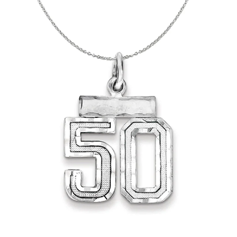 Sterling Silver, Varsity Collection, Small D/C Number 50 Necklace