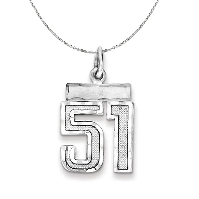 Shifted gem necklace-Sterling Silver, Varsity Collection, Small D/C Number 51 Necklace