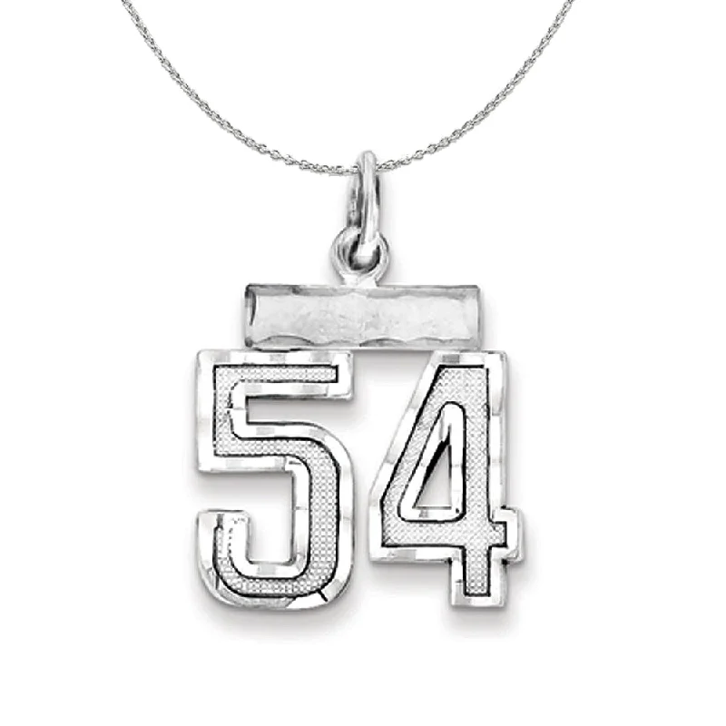 Sterling Silver, Varsity Collection, Small D/C Number 54 Necklace