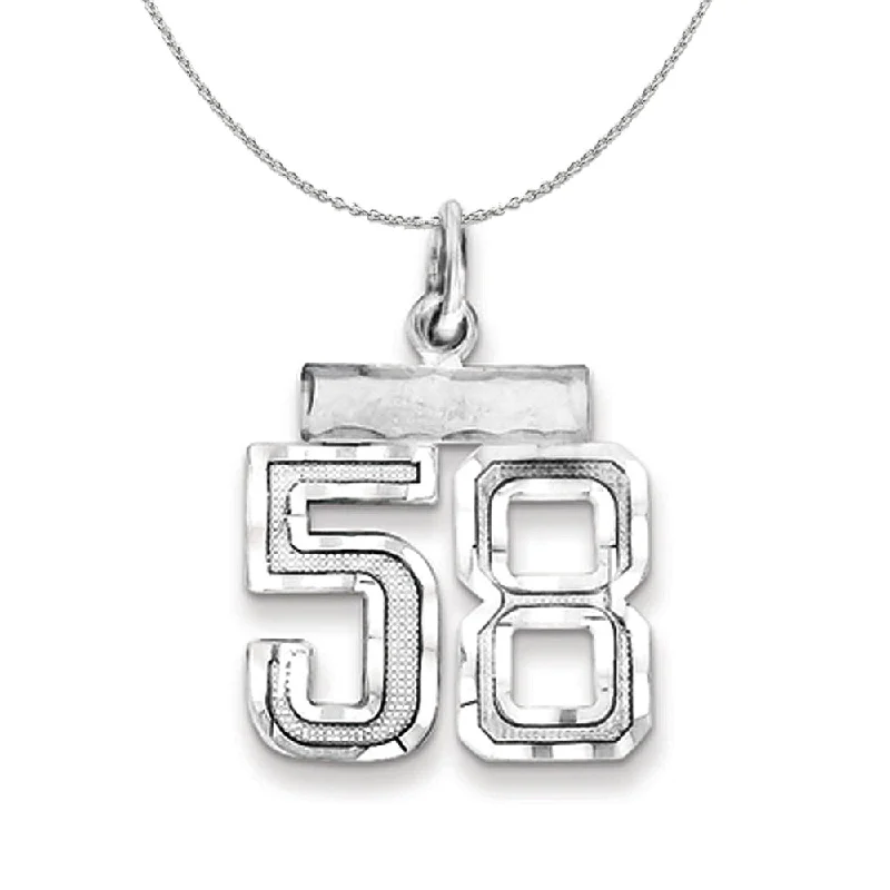 Sterling Silver, Varsity Collection, Small D/C Number 58 Necklace