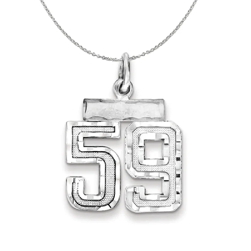 Stencil dye necklace-Sterling Silver, Varsity Collection, Small D/C Number 59 Necklace