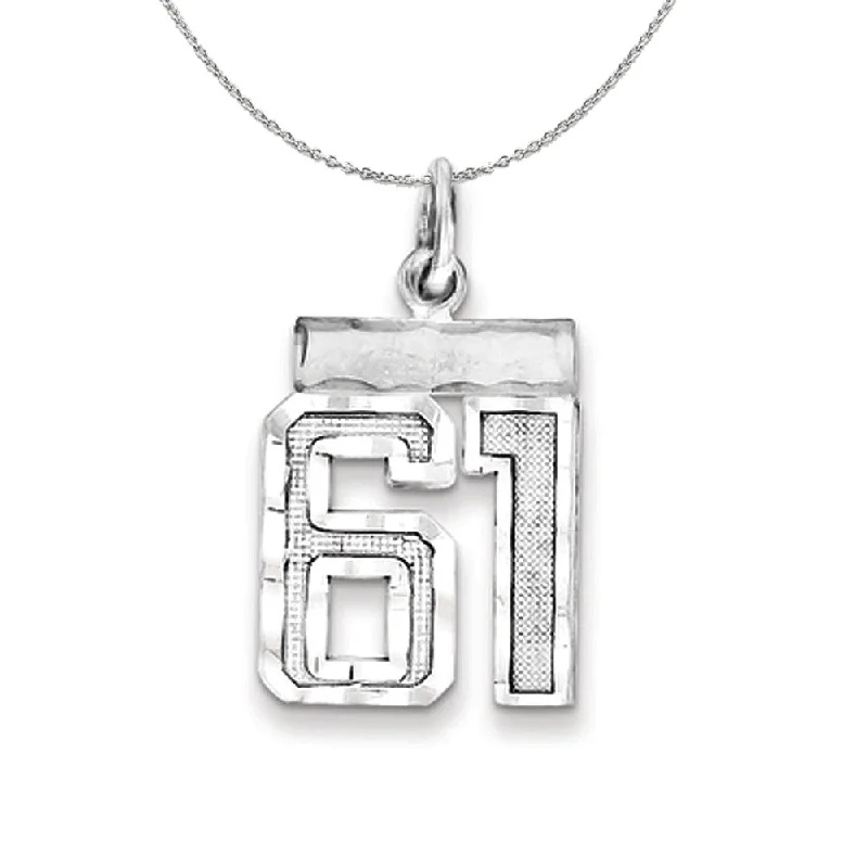 Sterling Silver, Varsity Collection, Small D/C Number 61 Necklace