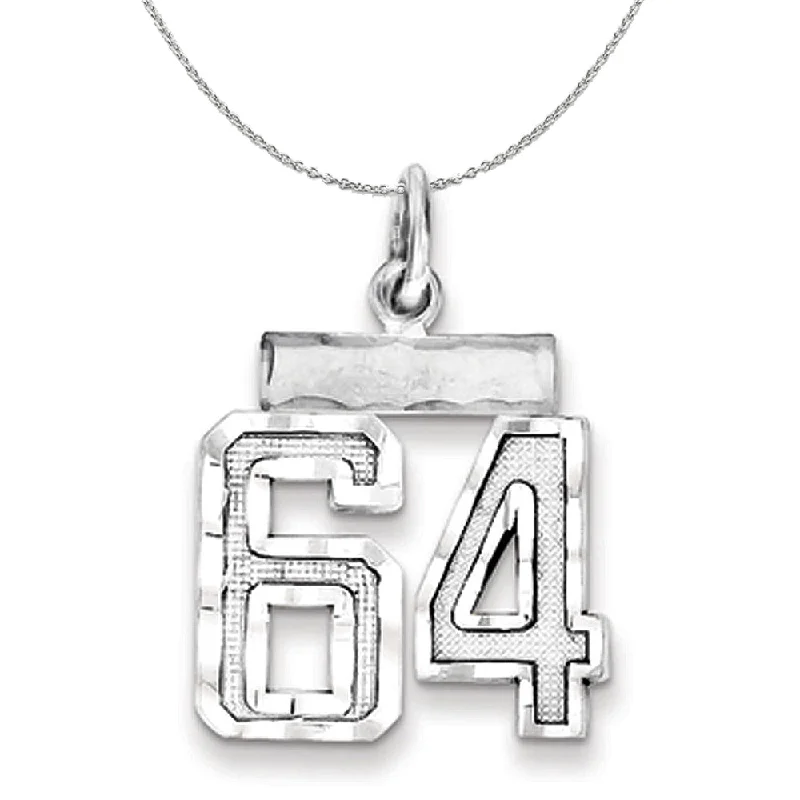 Powdered finish necklace-Sterling Silver, Varsity Collection, Small D/C Number 64 Necklace