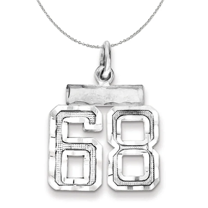 Border stone necklace-Sterling Silver, Varsity Collection, Small D/C Number 68 Necklace