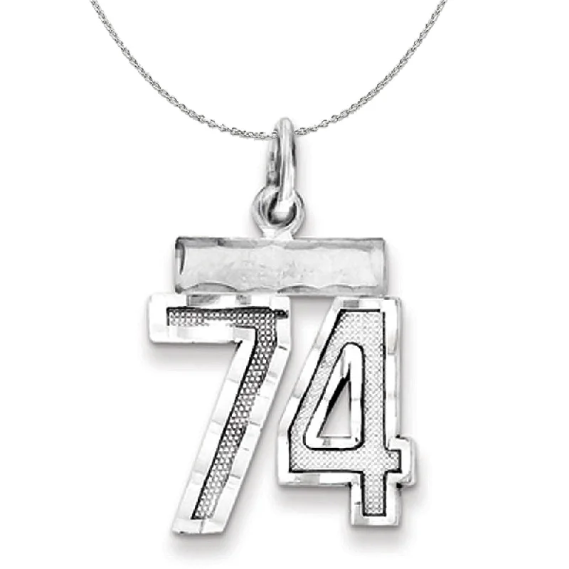 Curved metal necklace-Sterling Silver, Varsity Collection, Small D/C Number 74 Necklace