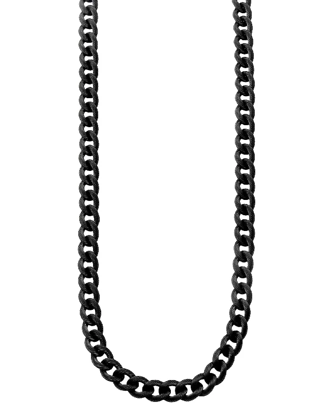 Arched chain necklace-Sutton Stainless Steel Black Curb Link Chain Necklace