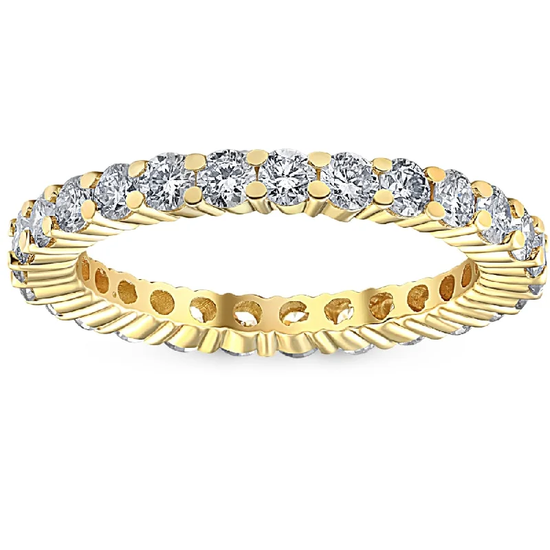 Creeper vine ring-1 1/2 Ct Diamond Eternity Ring 14k Yellow Gold Lab Grown