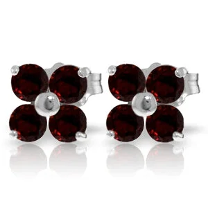 Linen band earrings-1.15 Carat 14K Solid White Gold Unforgettable Adventure Garnet Earrings