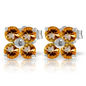 Folk ikat earrings-1.15 Carat 14K Solid White Gold We'll Always Be Citrine Earrings