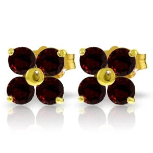 Ripple stripe earrings-1.15 Carat 14K Solid Yellow Gold Elegant Distillation Garnet Earrings