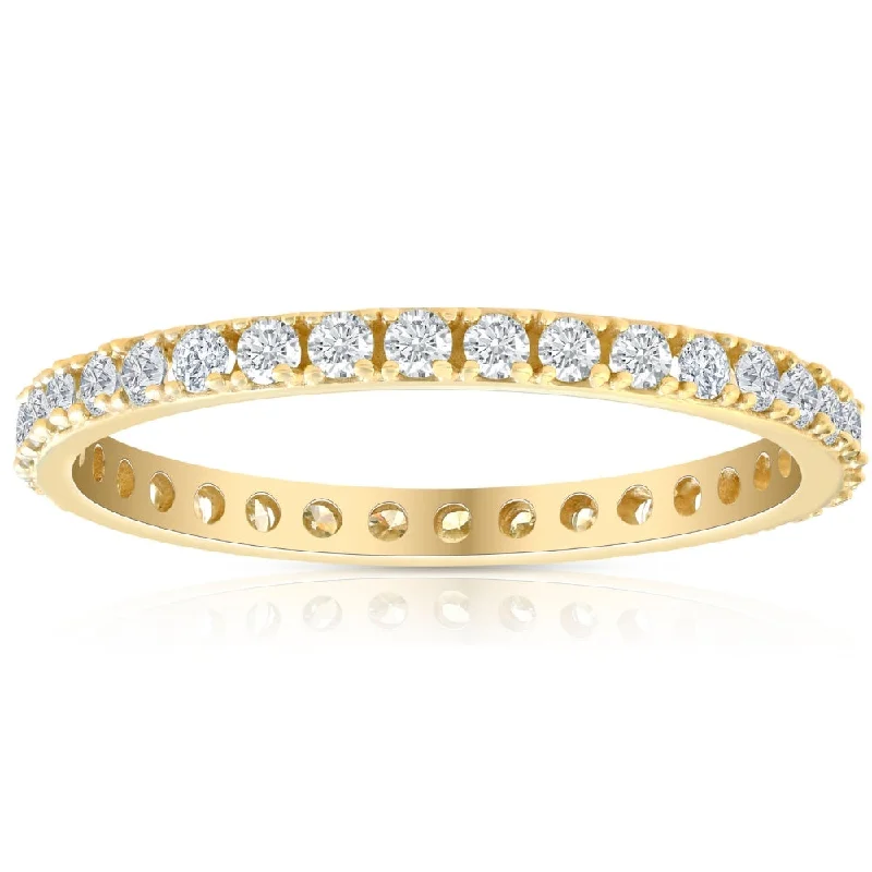 Rosemary sprig ring-1/2 Ct Diamond Eternity Ring 10k Yellow Gold Womens Stackable Anniversary Band