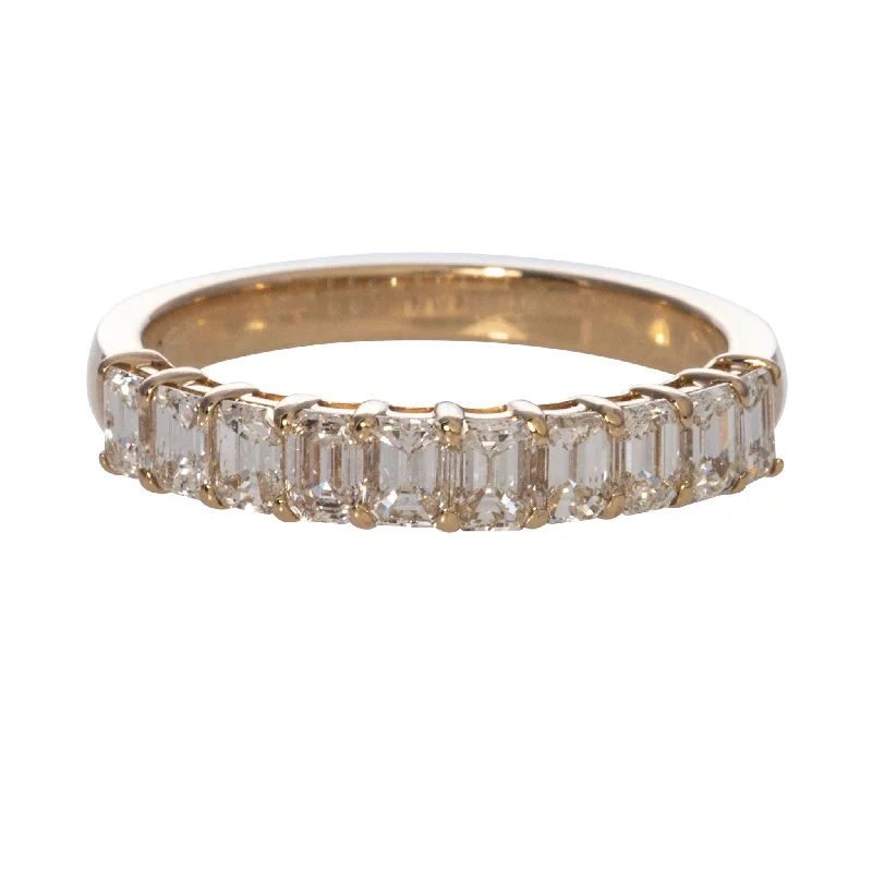 Shaved band ring-1.20ct Emerald-Cut Diamond Halfway 14K Yellow Gold Band