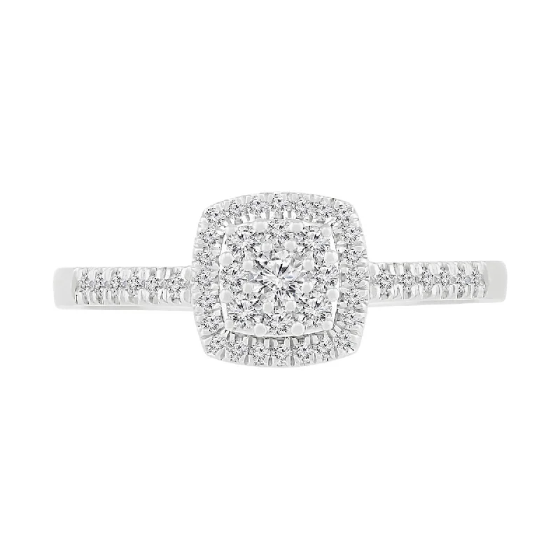 Quilted pattern ring-1/3 CTW Diamond Fashion Ring in 10KT White Gold