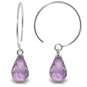 Crowned gem earrings-1.35 Carat 14K Solid White Gold Circle Wire Earrings Amethyst