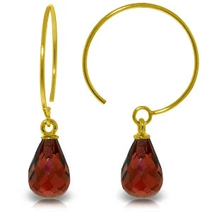 Stencil dye earrings-1.35 Carat 14K Solid Yellow Gold Circle Wire Earrings Garnet