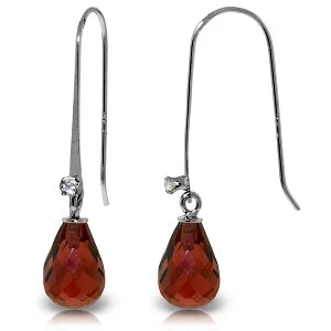 Shifted gem earrings-1.38 Carat 14K Solid White Gold Fish Hook Earrings Diamond Garnet