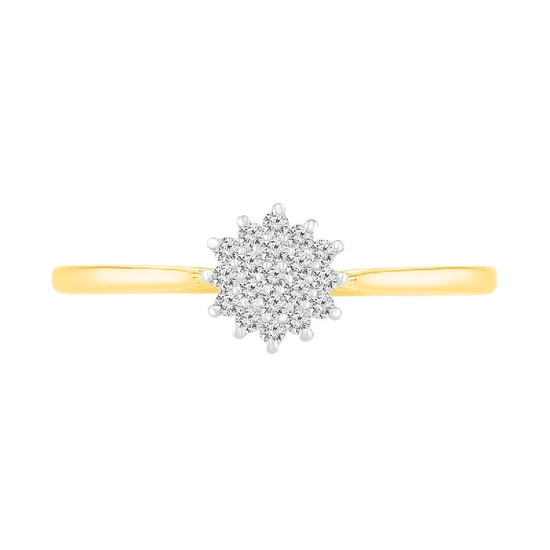 Marigold citrine ring-1/8 CTW Diamond Cluster Ring in 10KT Yellow Gold