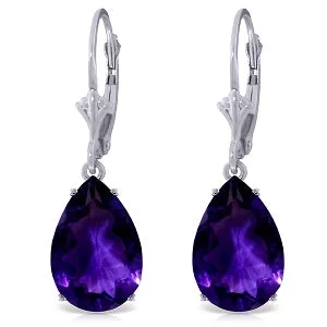 Raised bezel earrings-10 Carat 14K Solid White Gold Florentina Amethyst Earrings