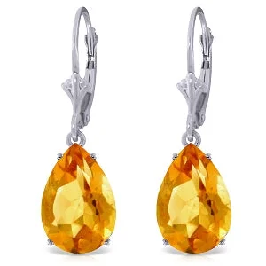 Grid weave earrings-10 Carat 14K Solid White Gold Leverback Natural Citrine Earrings