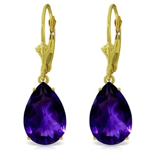 Crowned gem earrings-10 Carat 14K Solid Yellow Gold Carolina Amethyst Earrings