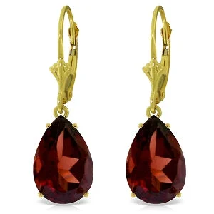 Haze quartz earrings-10 Carat 14K Solid Yellow Gold Leverback Earrings Natural Garnet