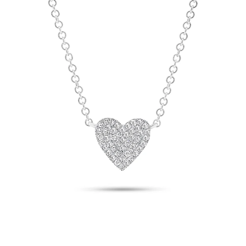 Grainy texture necklace-Pave Diamond Classic Heart Pendant Necklace