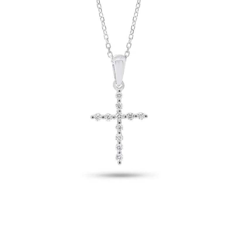 Abstract print necklace-Diamond Skinny Cross Pendant