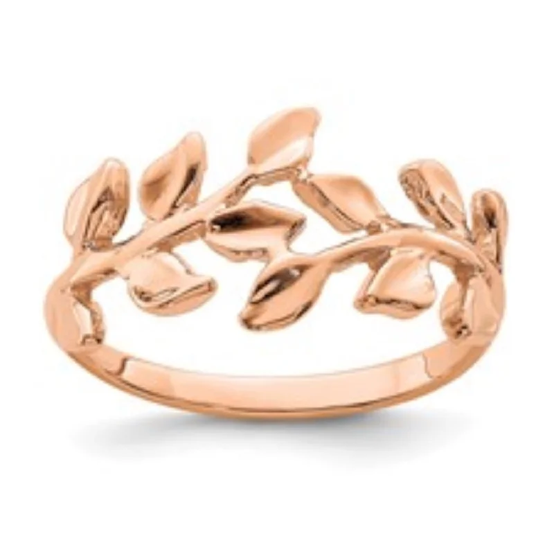 Mussel shell ring-10KT Rose Gold Fashion Leaf Ring