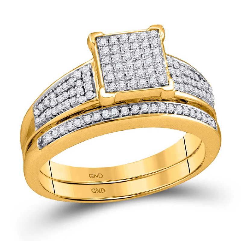 Waxed finish ring-10kt Yellow Gold Round Diamond Bridal Wedding Ring Band Set 1/3 Cttw