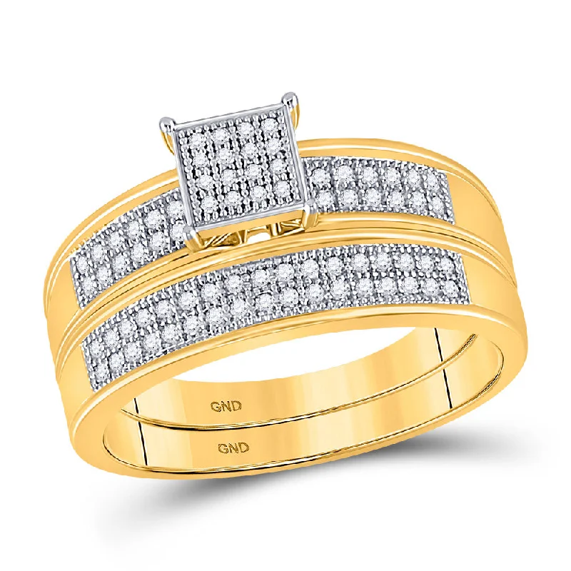 Natural finish ring-10kt Yellow Gold Round Diamond Bridal Wedding Ring Band Set 1/5 Cttw