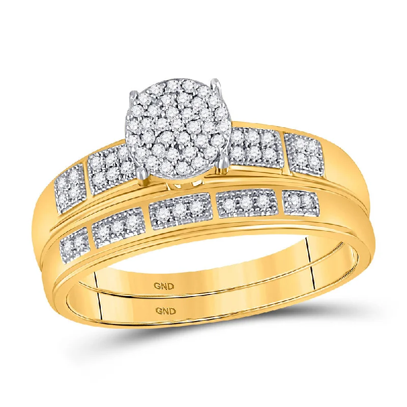 Grid weave ring-10kt Yellow Gold Round Diamond Bridal Wedding Ring Band Set 1/5 Cttw