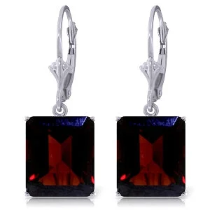 Cast metal earrings-13 Carat 14K Solid White Gold Leverback Earrings Garnet