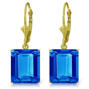 Overlapping scale earrings-13 Carat 14K Solid Yellow Gold Leverback Earrings Blue Topaz