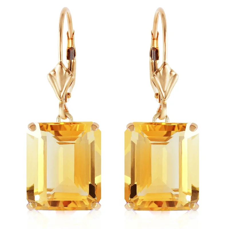 Scorched wood earrings-13 Carat 14K Solid Yellow Gold Leverback Earrings Citrine