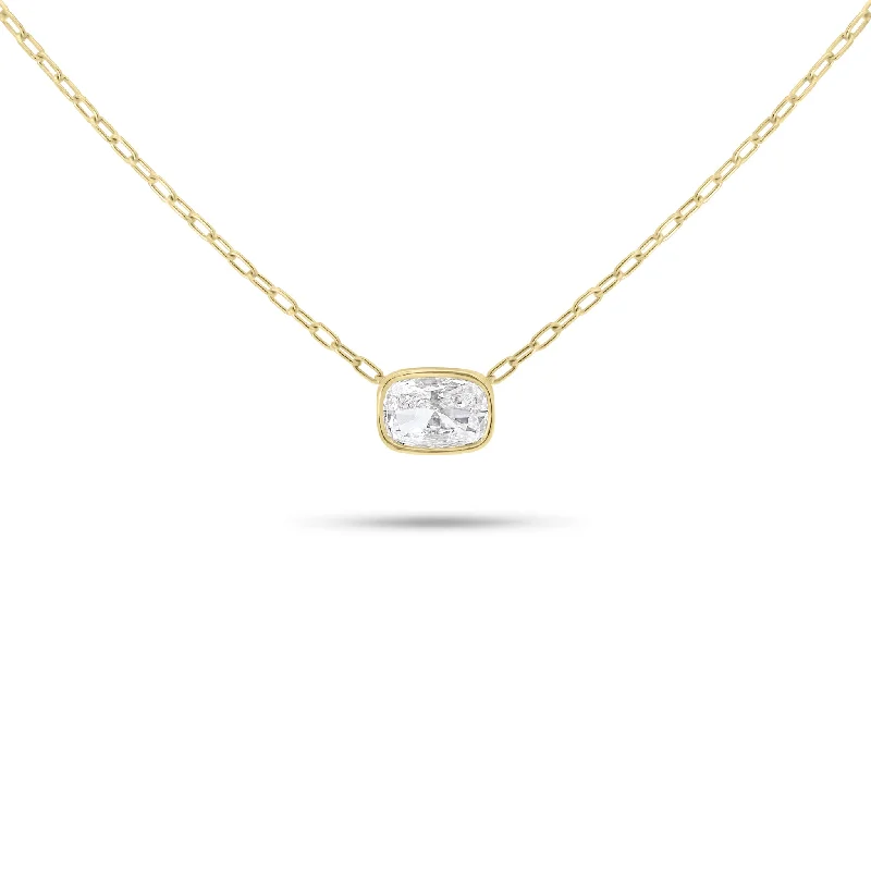 Layered cut necklace-Cushion-Cut Diamond Solitaire Pendant Necklace