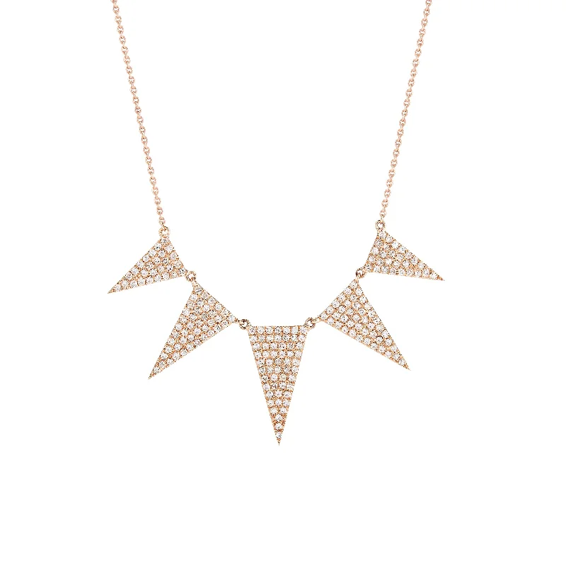 Pinned design necklace-Diamond Graduated Triangle Necklace