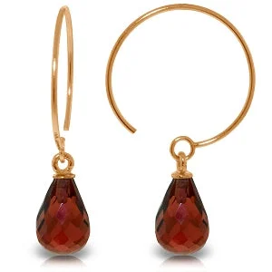 Grid weave earrings-14K Solid Rose Gold Circle Wire Earrings w/ Garnets