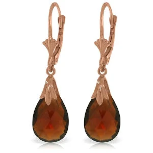 Prehistoric earrings-14K Solid Rose Gold Leverback Earrings Garnet