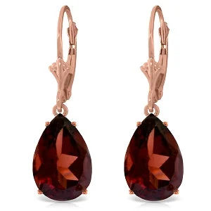 Ash pearl earrings-14K Solid Rose Gold Leverback Earrings Natural Garnet