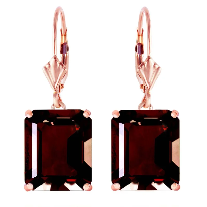 Welded edge earrings-14K Solid Rose Gold Leverback Earrings w/ Garnet