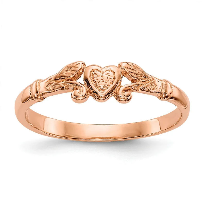 Quartzite shard ring-14KT Rose Gold Heart Baby Ring; Size 1