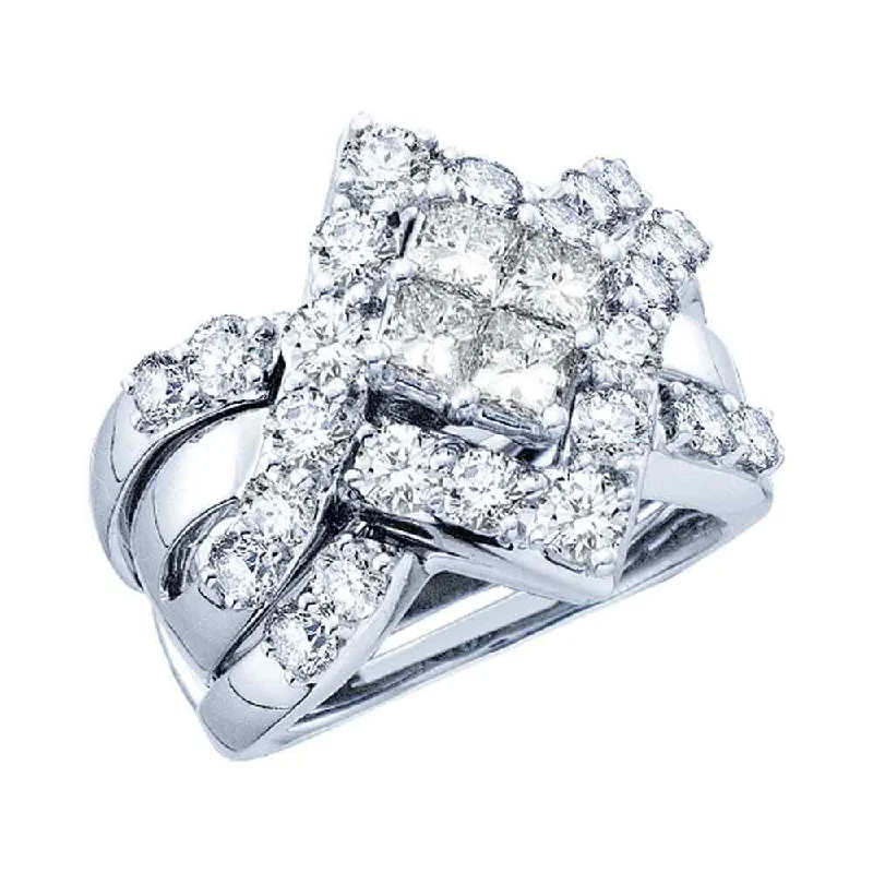 Creeper vine ring-14kt White Gold Princess Diamond Bridal Wedding Ring Band Set 2-1/2 Cttw