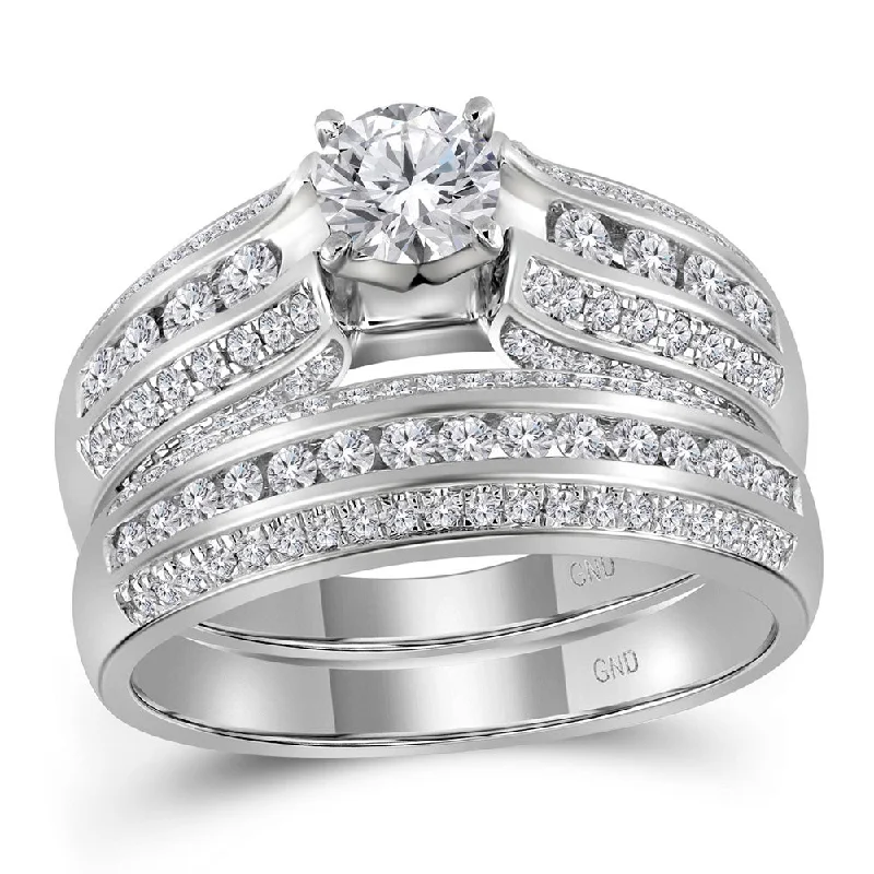 Overlapping scale ring-14kt White Gold Round Diamond Bridal Wedding Ring Band Set 1-1/4 Cttw