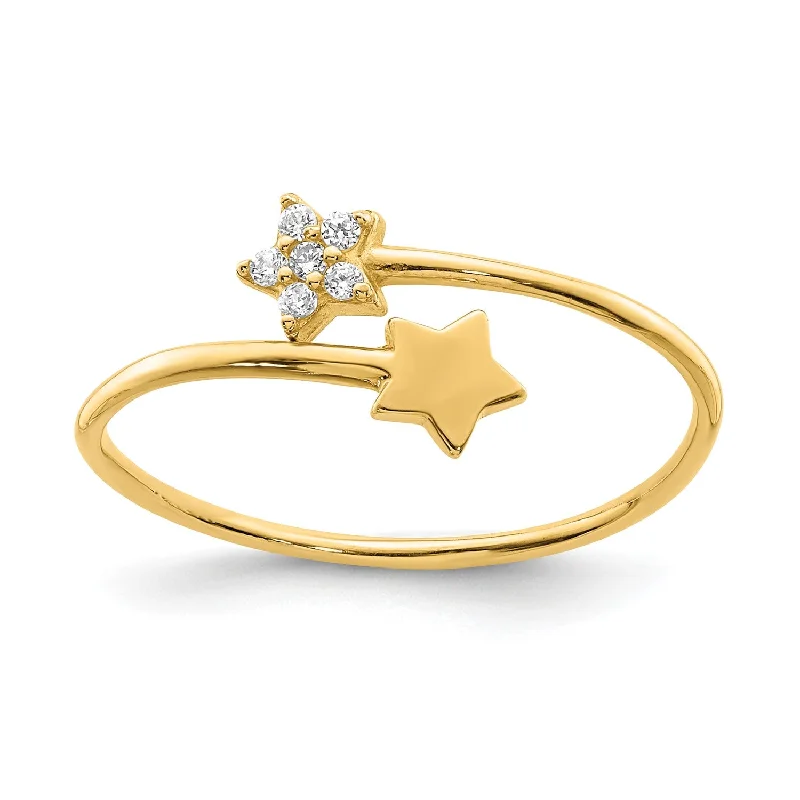 Scored shank ring-14KT Yellow Gold and Cubic Zirconia Star Ring; Size 7