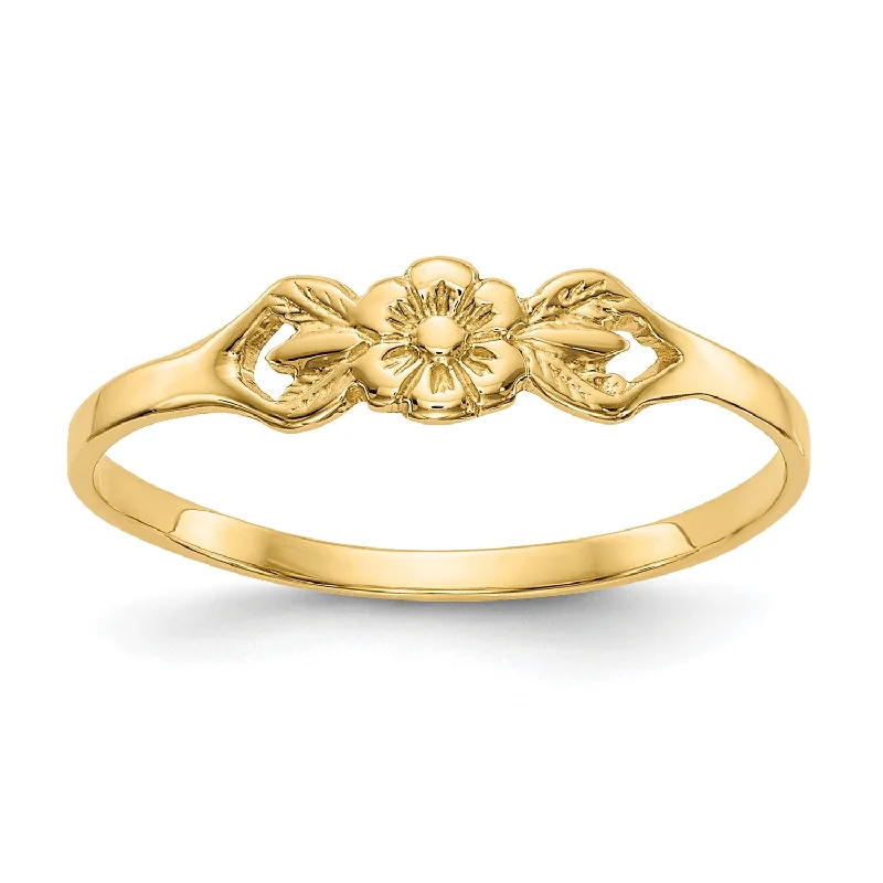 Iron forged ring-14KT Yellow Gold Childrens Flower Ring; Size 5