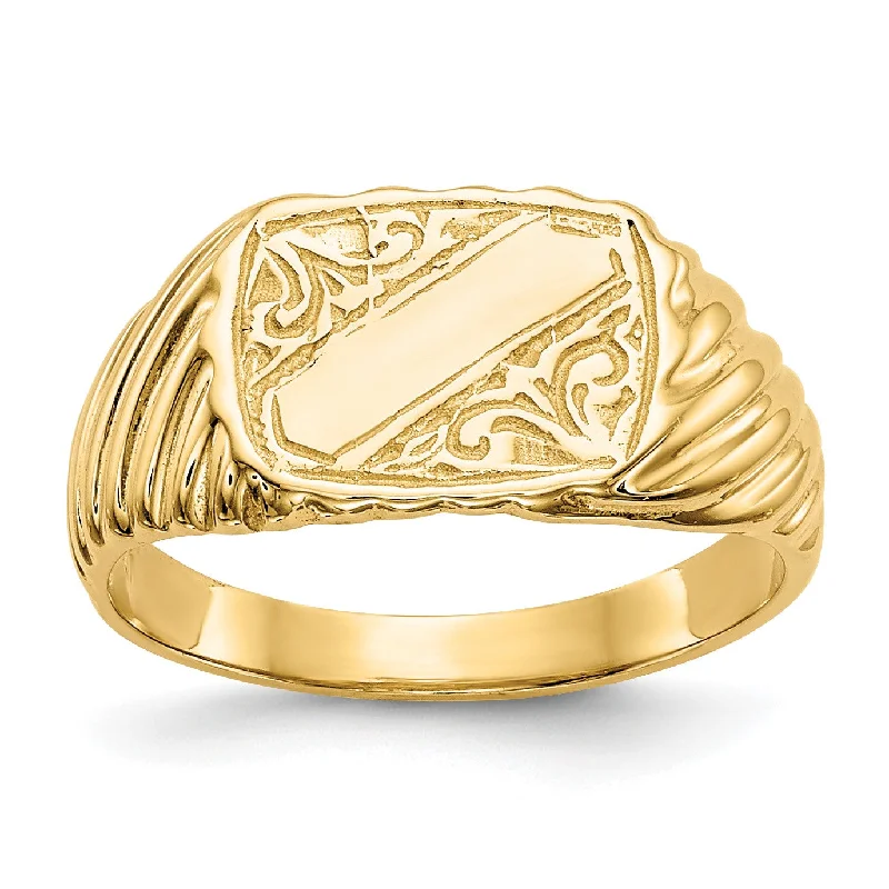 Cast metal ring-14KT Yellow Gold Childrens Signet Ring; Size 2.5