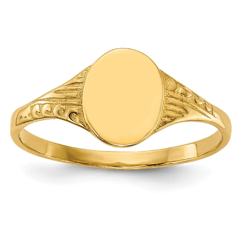 Ash gray ring-14KT Yellow Gold Childrens Signet Ring; Size 5.2