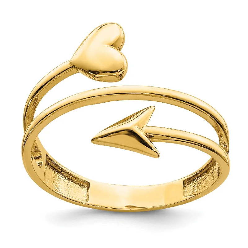 Cast metal ring-14KT Yellow Gold Heart Arrow Ring; Size 7