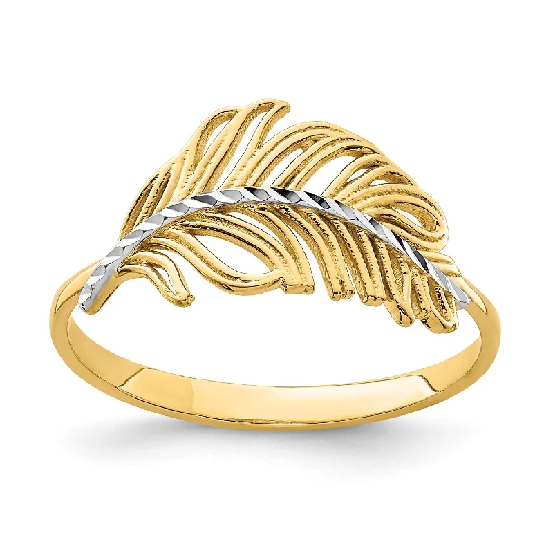 Spiral vine ring-14KT Gold Feather Ring